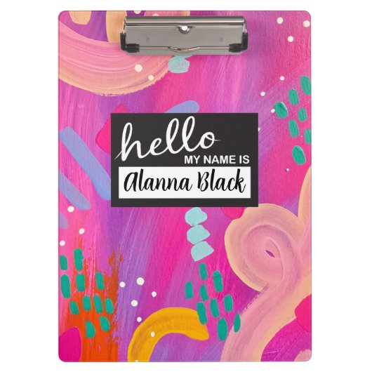 Porte-bloc Bonjour Mon Nom Est Rose Girly Abstraite esthétiqu (Devant)