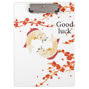 Porte-bloc Bonne chance Poisson Koi avec Sakura Japonais él