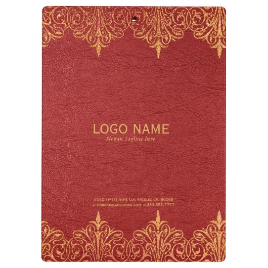 Porte-bloc Bordure en cuir rouge or (Dos)