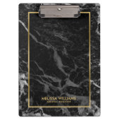 Porte-bloc Bordure or en pierre de marbre noir (Devant)