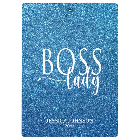 Porte-bloc Boss Lady Blue Sparkle and White Script (Dos)