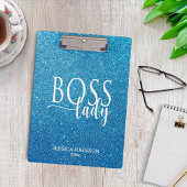 Porte-bloc Boss Lady Blue Sparkle and White Script