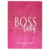 Porte-bloc Boss Lady Pink Sparkle and White Script (Dos)