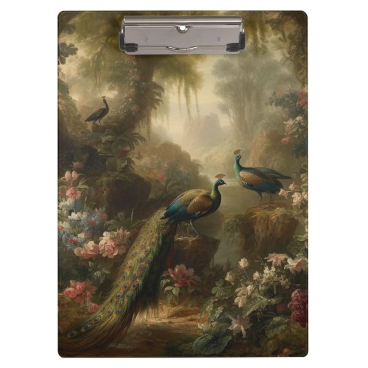 Porte-bloc Botanique : trois paons dans le jardin anglais (Devant)