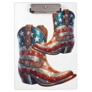 Porte-bloc Bottes de cow-boy Drapeau Américain Bling