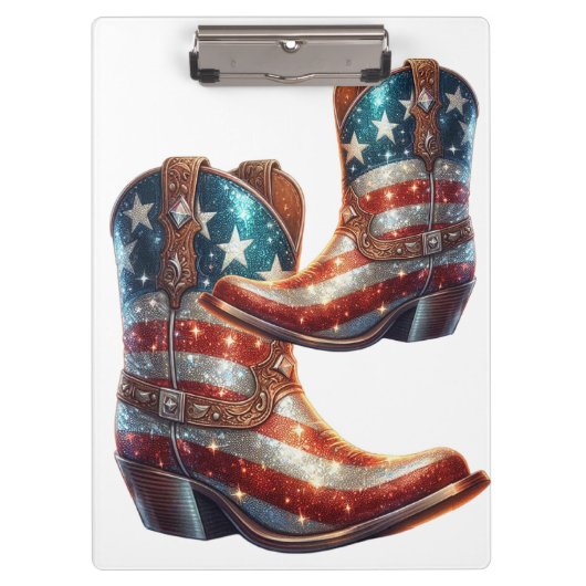 Porte-bloc Bottes de cow-boy Drapeau Américain Bling (Devant)