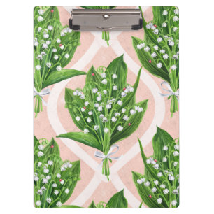 Porte-bloc Bouquet de lys de la vallée fleurs sur rose