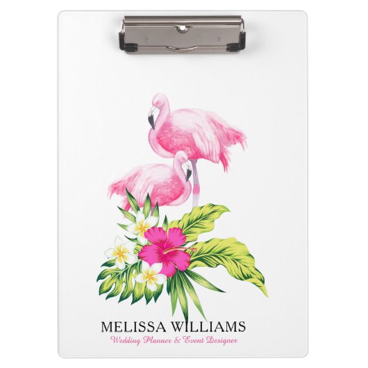 Porte-bloc Bouquet Flamants roses & Fleurs Tropicales (Devant)