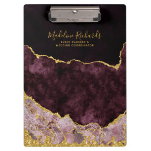 Porte-bloc Bourgogne & Or Marbre Aquarelle Agate Doré