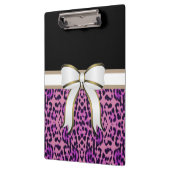 Porte-bloc Bow ruban blanc avec Empreinte de léopard violet (Gauche)