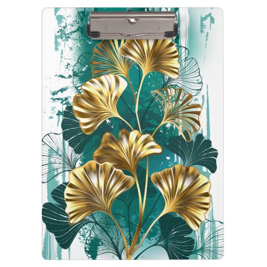 Porte-bloc Branche avec Feuilles d'or Ginko Biloba (Devant)