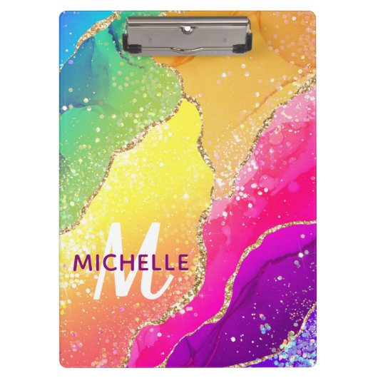 Porte-bloc Bright Rainbow & Gold Faux Parties scintillant Aga (Devant)