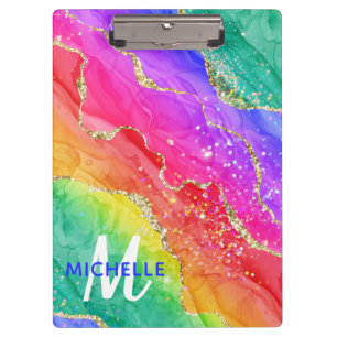 Porte-bloc Bright Rainbow & Gold Faux Parties scintillant Aga