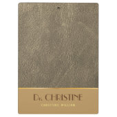 Porte-bloc Bronze Or Cuir Brown Nom personnalisé Élégant (Dos)