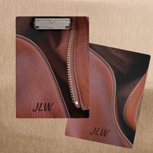 Porte-bloc Brown Faux Cuir dézippé