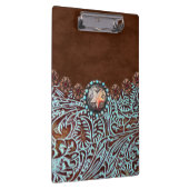 Porte-bloc brun turquoise western pays à outils cuir (Swatch)