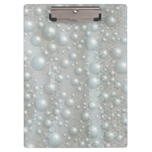 Porte-bloc Bulles et perles Porte - bloc blanc bleu argent