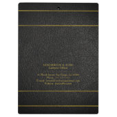 Porte-bloc Bureau d'avocat de luxe en faux or et cuir noir (Dos)