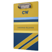 Porte-bloc Bureau des initiales des noms bleu et or (Gauche)