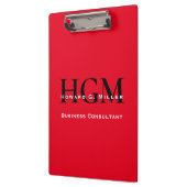 Porte-bloc Business Modern Rouge Noir 3 Lettre Monogramme Log (Gauche)