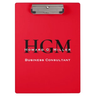 Porte-bloc Business Modern Rouge Noir 3 Lettre Monogramme Log