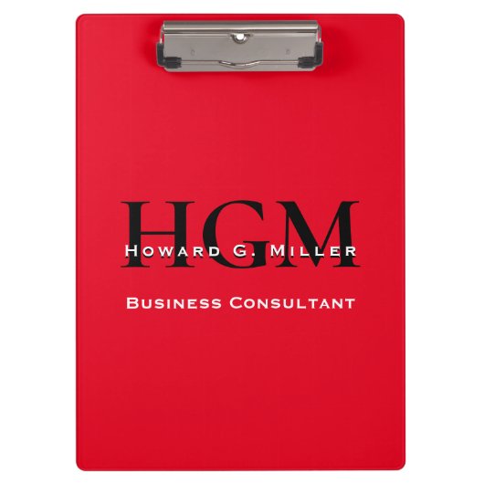 Porte-bloc Business Modern Rouge Noir 3 Lettre Monogramme Log (Devant)