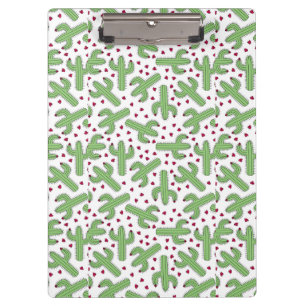Porte-bloc Cactus illustré et motif de fleurs rose
