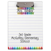 Porte-bloc Cadeau de l'enseignant personnalisé Crayons arc-en (Devant)