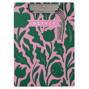 Porte-bloc Cadeau de nom floral botanique rose vif personnali