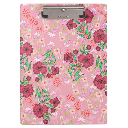 Porte-bloc Caderno Espiral com Flores e joaninhas (Devant)