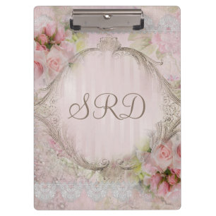 Porte-bloc Cadre victorien d'or de dentelle de roses roses et