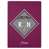 Porte-bloc Caducée personnalisé de RN d'infirmier autorisé (Dos)