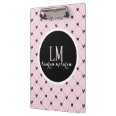 Porte-bloc Cahier Monogramme Ruban Rose et Noir (Gauche)