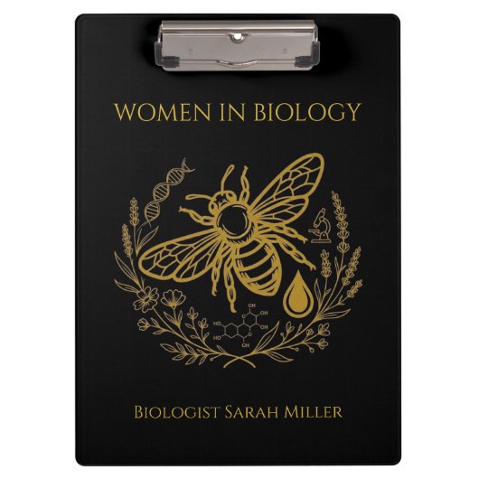 Porte-bloc Cahier Spirale Biologie Bee & ADN Doré (Devant)