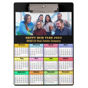 Porte-bloc Calendrier Gold Script 2023 Photo d'entreprise per