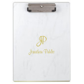 Porte-bloc Calligraphie Script or Monogramme Marbre élégant (Devant)