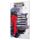 Porte-bloc Camion antique avec couronne de Noël festive (Gauche)
