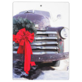 Porte-bloc Camion antique avec couronne de Noël festive (Dos)