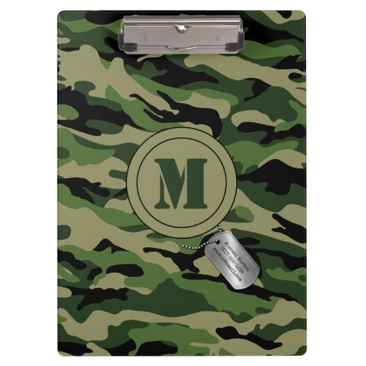 Porte-bloc Camo Green Kaki Camouflage Monogramme (Devant)