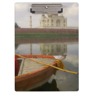 Porte-bloc Canot dans l'eau avec le Taj Mahal, Agra, Inde