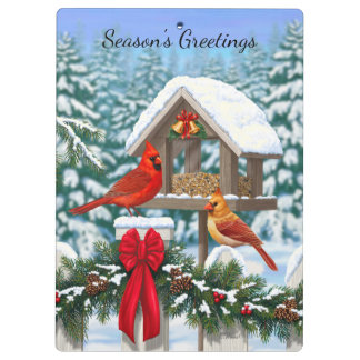 Porte-bloc Cardinaux et nourriciers d'oiseaux de Noël