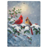 Porte-bloc Cardinaux rouges et Holly en neige (Dos)