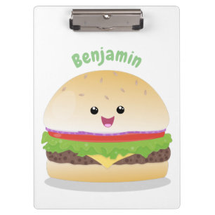 Porte-bloc Caricature de hamburger kawaii joyeux