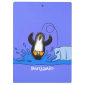 Porte-bloc Caricature de manchot joyeux sautant (Dos)