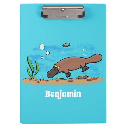 Porte-bloc Caricature de natation de Cute platypus (Devant)
