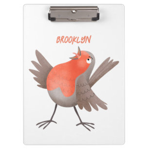 Porte-bloc Caricature d'oiseau rouge chantant mignon
