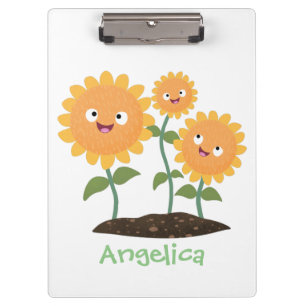 Porte-bloc Caricature joli tournesol souriant illustration