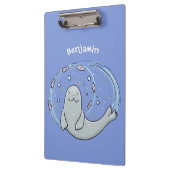 Porte-bloc Caricature joyeux de phoque et de poisson bleu (Gauche)