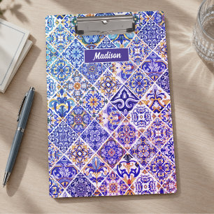 Porte-bloc Carreau vibrant de Talavera mexicaine bleu violet