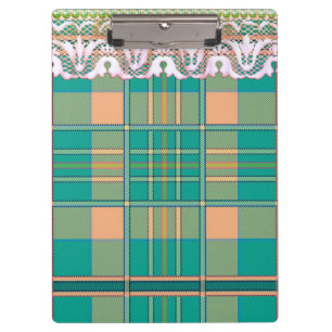 Porte-bloc Carreaux et dentelle vert pêche mignon féminin